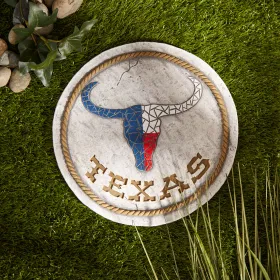 Texas Proud Stepping Stone - Texas Longhorn Flag | Handcrafted Home Decor