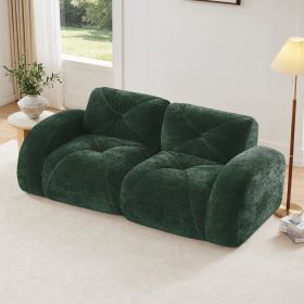 2-seater Tufted Sofa Couches With boneless Sofa,Soft Velvet Fabric,Bottom Anti-Slip Design,32D High Density Sponge,Ergonomic Design Bottom