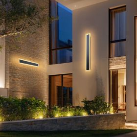 Outdoor Wall Lights, 2 Pack, 23.6 Inch Long Strip Modern Exterior Wall Sconce Light Fixtures, 2700K-6000K, IP65 Waterproof Anti-Rust