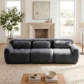 114''Soft And Fluffy Plush Fabric,Modular Sectional Sofa Couches,Ergonomic Design With Ottoman And Throw Pillows
