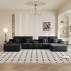 150''Width 5-piece Sectional Sofa with 2 Ottomans,Comfy U-shaped Sofa Couch for Living Room,BLACK Plush Corduroy Fabric