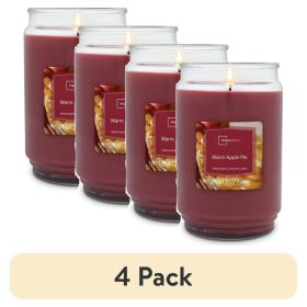 (4 pack) Single-Wick Scented Glass Jar Candle, Warm Apple Pie, 20oz.