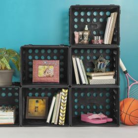 6 Pack Versatile Plastic Bin, Letter or Legal-Sized File Storage, Black