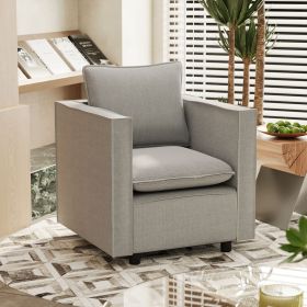 Decorative chair, comfortable gray single sofa chair, soft breathable seat cushion, soft cushion armchair