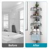 Corner Shower Caddy Tension Pole, Quick Setup, Rust-Free Bathroom Shower Organizer Corner for Bathtub Shampoo Storage, 4-Tier Adjustable Shelf