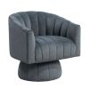 Dark Gray Velvet Accent Chair Modern Luxury Living Room Furniture, 1pc Swivel Chair Comfortable Barrel Back