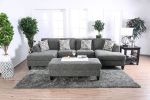 Gray Chenille 5pc Sectional Set Living Room Furniture Pillows Armless Chair Ottoman Chaise Plush Couch Sectionals