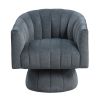 Dark Gray Velvet Accent Chair Modern Luxury Living Room Furniture, 1pc Swivel Chair Comfortable Barrel Back