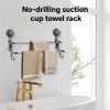 "Strong Suction Cup Towel Rack - No Drill Bathroom Organizer with Metal Hooks for Towels & Accessories, Space Saving Home Decor"