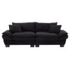 Corduroy Sofa Sleeper Couch Loveseat Sofa with Pillows Comfy Upholstered Deep Seat Sofa for Bedroom,Living Room,Apartment,Office,Dorm-Black Corduroy