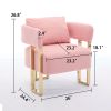 TS Modern decorative chair, living room side chair with gold metal legs, no wheels, suitable for dressing area, reception room, office