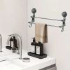 "Strong Suction Cup Towel Rack - No Drill Bathroom Organizer with Metal Hooks for Towels & Accessories, Space Saving Home Decor"