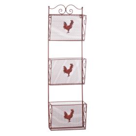 RED ROOSTER TRIPLE BASKET ORGANIZER