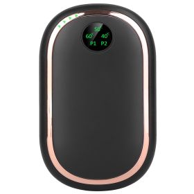 2 Colors Options -- 1Pc Rechargeable Hand Warmer Electric Hand Heater Portable Reusable Pocket Warmer Power Bank With Digital Display Sunset Ligh (Color: Black)