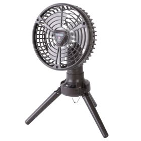 1Pc 10400mah Portable Camping Fan With LED Light Rechargeable Tripod Tent Hanging Fan Lantern Portable Foldable Oscillating Table Fan With 3 Brig (Color: Black)