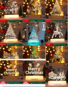 Christmas Decoration 3D Lamp Acrylic LED Night Lights New Year Valentines Day Christmas Kids Gift Christmas Ornaments (Option: Set-Set)