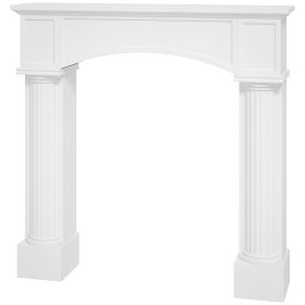 Modern Fireplace Mantel, Freestanding Fireplace Surround For Electric Fireplaces, 43.3 W X 39.8 H, White (Color: White)
