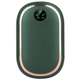 2 Colors Options -- 1Pc Rechargeable Hand Warmer Electric Hand Heater Portable Reusable Pocket Warmer Power Bank With Digital Display Sunset Ligh (Color: Green)