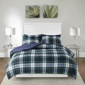 Scotchgard Down  All Season Comforter Set (Option: Navy-Twin)