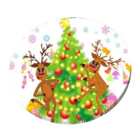 Elastic Edge Fits Santa Claus Christmas Tablecloth (Option: Elk and Santa Claus)