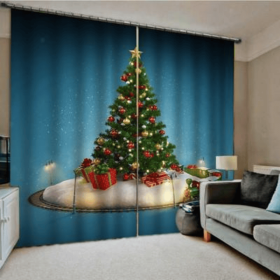 Christmas Pattern Home Decoration Living Room Bedroom Window Curtains (Option: Christmas lights curtains)