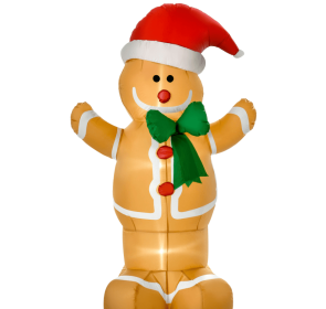 6ft Christmas Inflatable Gingerbread Man, Outdoor Blow-Up Yard Decoration With LED Lights Display (Option: Villain)
