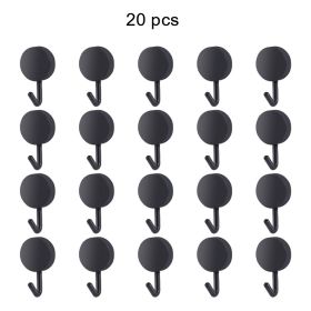 20pcs Self Adhesive Wall Hook Kitchen Bathroom Hook Strong Without Drilling Non-Marking Hook Door Towel Hanger Cute Hook Storage (Ships From: China, Color: 20pcs Black)