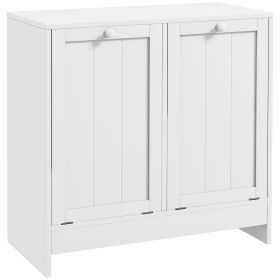 Laundry Efficiency: White 2-Compartment Tilt-Out Hamper Storage Cabinet (Color: White)