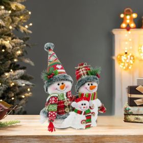 DearSun 13" H Christmas Snowman Family with Red Knitted Scarf and Hat Christmas Decor (Color: 13"h Snowman Family)
