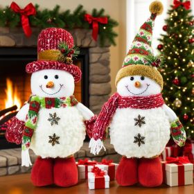 DearSun 13" H Christmas Snowman Family with Red Knitted Scarf and Hat Christmas Decor (Color: 2pcs 21 H Standing Snowman)