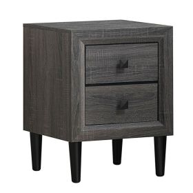 Multipurpose Retro Bedside Nightstand with 2 Drawers (Color: Gray)