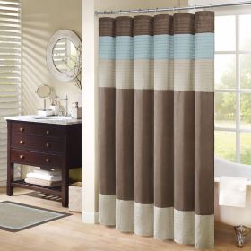Faux Silk Shower Curtain (Color: as Pic)