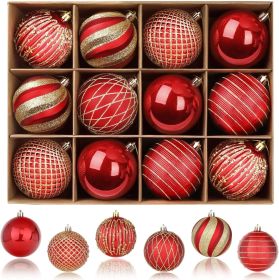 80mm Christmas Balls Ornaments (Color: Red & Gold)