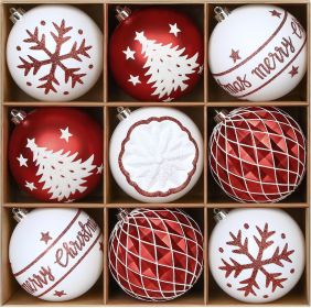 100MM/4 Inch 9PCS Large Christmas Balls Ornaments (Color: )
