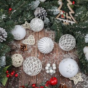 80mm Christmas Balls Ornaments (Color: White&silver)