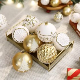 100MM/4 Inch 9PCS Large Christmas Balls Ornaments (Color: Gold & White)
