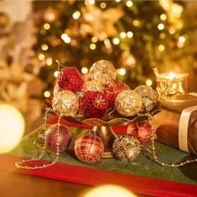 Ornaments for Christmas Trees, 16ct 2.36 Inches White and Silver Shatterproof Christmas Tree Decorations (Color: Red Gold)