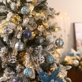 Ornaments for Christmas Trees, 16ct 2.36 Inches White and Silver Shatterproof Christmas Tree Decorations (Color: Navy Blue Silver)