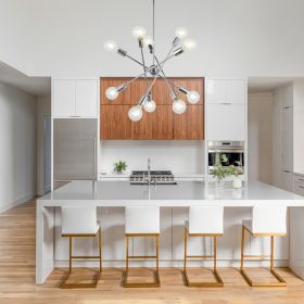 Sputnik Chandelier Modern Black Chandelier Mid Century Ceiling Lighting Fixtures 10 Lights E26 for Living Room, Kitchen Island, Bedroom, Dining R (Color: Brushed Nickel)