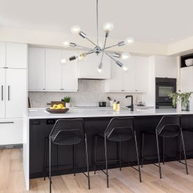 Sputnik Chandelier Modern Black Chandelier Mid Century Ceiling Lighting Fixtures 10 Lights E26 for Living Room, Kitchen Island, Bedroom, Dining R (Color: Chrome)