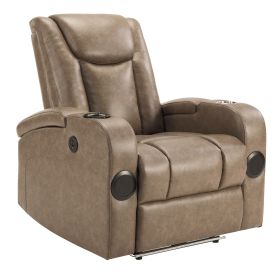 Recliner Sofa with Power Recline, Adjustable Split Back, USB Charging, Bluetooth Speakers & LED LightingRecliner Sofa with Power Recline (Main Material: PU Leather, Main Color: Yellow)