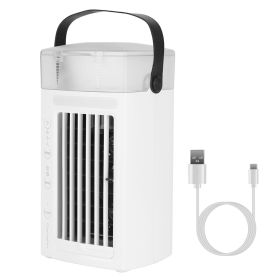 4 In 1 Portable Air Conditioner Fan Evaporative Air Cooler Water Mist Cooling Fan For Desktop 3 Speeds Nightlight (Color: White)